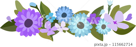 Purple flowers on transparent background, isolated elements vector 115662714