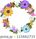 Mixed color flowers on transparent background, isolated elements vector 115662715