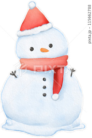 Snowman Watercolor Isolated Snowman Watercolor Isolated 115662788