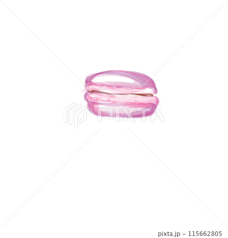 Watercolor illustration of hand painted pink macaron, isolated Watercolor illustration of hand painted pink macaron, isolated 115662805
