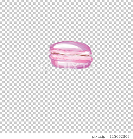 Watercolor illustration of hand painted pink macaron, isolated Watercolor illustration of hand painted pink macaron, isolated 115662805