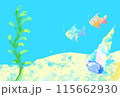 海の魚　貝殻　夏イラスト　背景 115662930