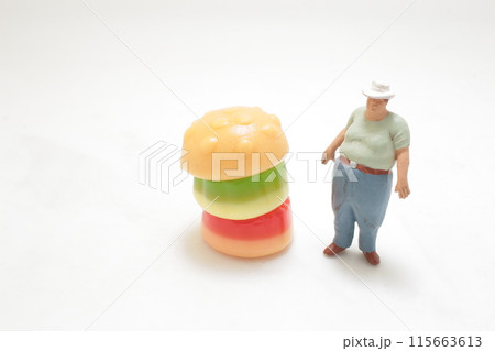 fast food cheeseburger burger, fat woman, obese persona 115663613