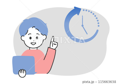上手に時短・効率化をする男性のイラスト パソコン 上手に時短・効率化をする男性のイラスト パソコン 115663638