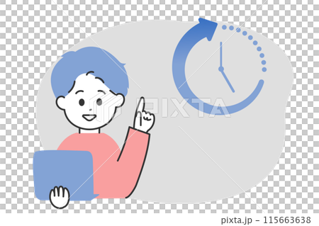 上手に時短・効率化をする男性のイラスト パソコン 上手に時短・効率化をする男性のイラスト パソコン 115663638