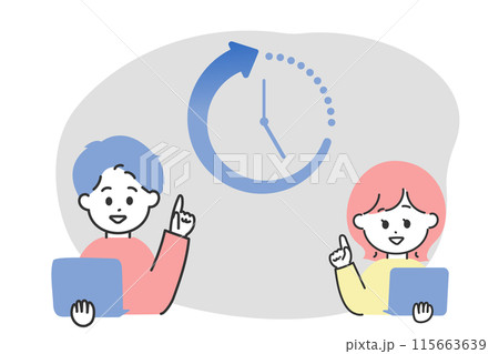 上手に時短・効率化をする男女のイラスト 上手に時短・効率化をする男女のイラスト 115663639