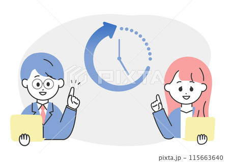 上手に時短・効率化をするスーツの男女のイラスト 115663640