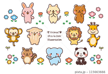 かわいい動物のイラストセット 115663666
