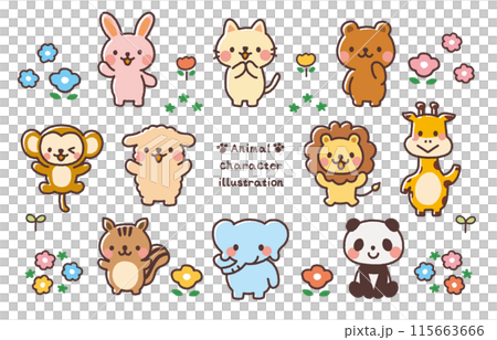 かわいい動物のイラストセット 115663666