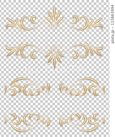 3D装飾デザイン ゴールドフレーム素材-6 3D装飾デザイン ゴールドフレーム素材-6 115663994