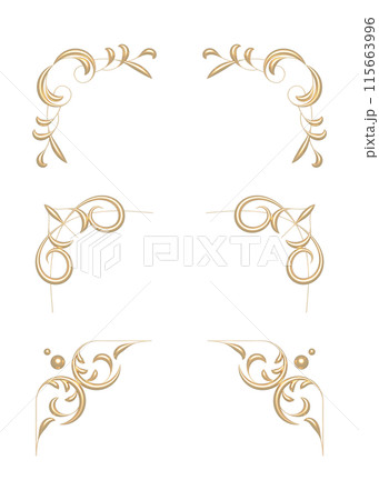 3D装飾デザイン　ゴールドフレーム素材-8 115663996