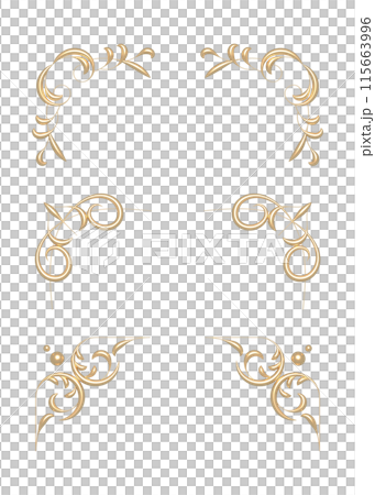 3D装飾デザイン　ゴールドフレーム素材-8 115663996
