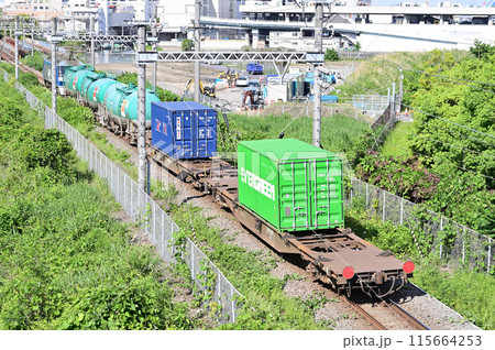 東海道本線 貨物支線 桜木町-東高島 JR貨物 コキ107-90 東海道本線 貨物支線 桜木町-東高島 JR貨物 コキ107-90 115664253