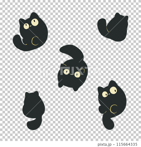 Set of black cats 115664335