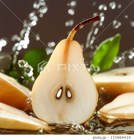 CG画像 カットされた洋ナシのイメージ素材 CG画像 カットされた洋ナシのイメージ素材 115664419