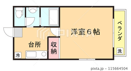マンションやアパートなど住宅の間取り図イメージ素材 115664504