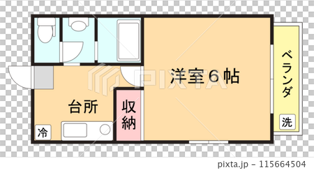 マンションやアパートなど住宅の間取り図イメージ素材 115664504