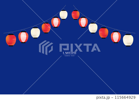 紅白の提灯 背景イラスト(水彩風ベクター) 紅白の提灯 背景イラスト(水彩風ベクター) 115664929