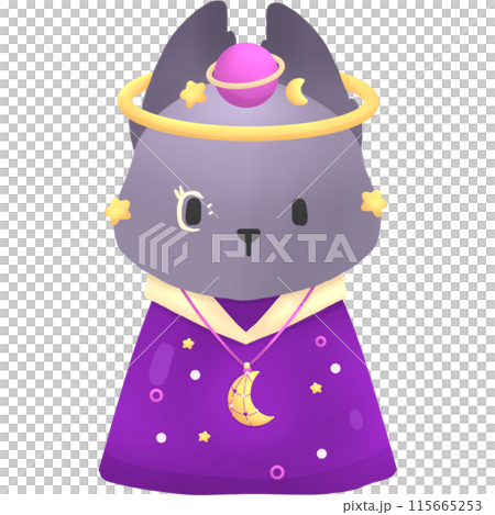 Cat in purple dress and space, stars, moon Cat in purple dress and space, stars, moon 115665253