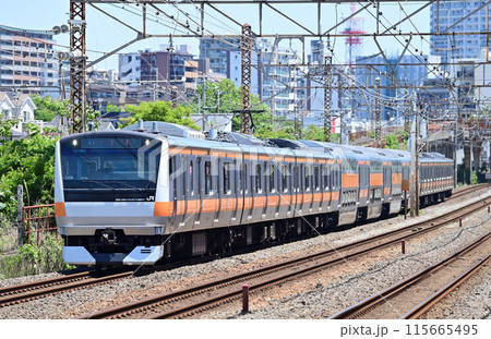 東海道本線　平塚ー相模貨物　JR東日本　E233系0番台　H-56編成　サロ（豊田）　国府津　疎開 115665495