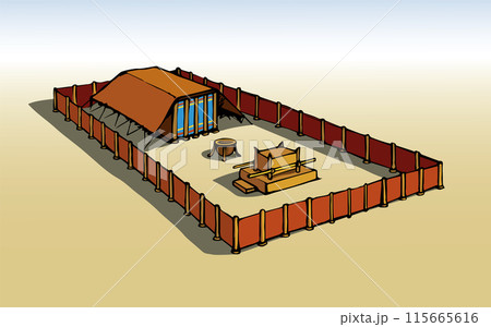 Vector drawing. Tabernacle of Moses in the desert Vector drawing. Tabernacle of Moses in the desert 115665616