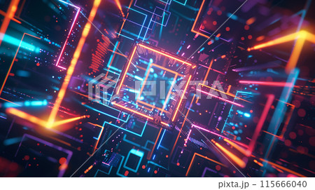 ネオンの空間、トンネル。SFの空間 ネオンの空間、トンネル。SFの空間 115666040