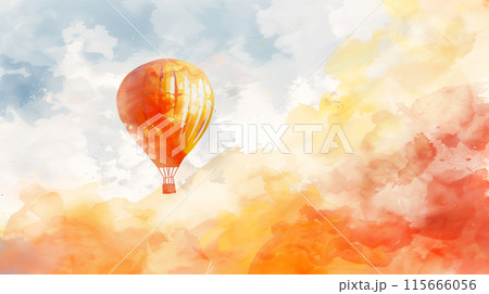 気球と空の水彩画のイラスト素材 [115666056] - PIXTA