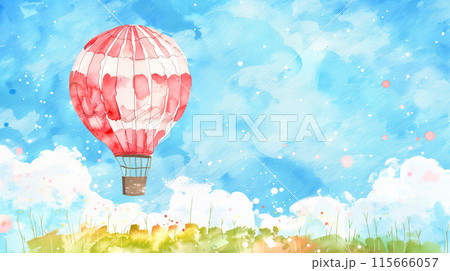 気球と空の水彩画のイラスト素材 [115666057] - PIXTA