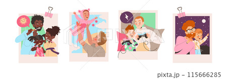 Father and Child Playing and Having Fun Together Enjoying Activity Vector Set Father and Child Playing and Having Fun Together Enjoying Activity Vector Set 115666285