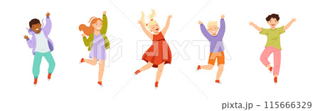 Jumping Kids Feeling Happiness and Excitement...のイラスト素材 [115666329] - PIXTA