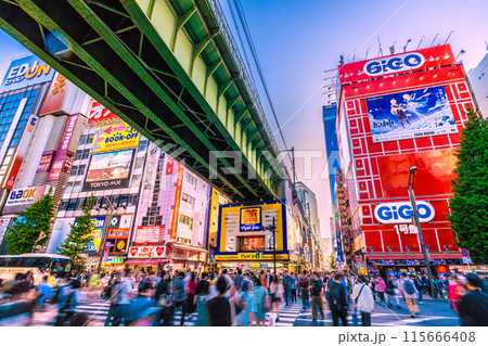 日本の東京都市景観 復活インバウンド…外国人観光客で賑わう秋葉原。大型観光バスの姿も… 日本の東京都市景観 復活インバウンド…外国人観光客で賑わう秋葉原。大型観光バスの姿も… 115666408