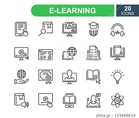 E-learning, online and distance education line...のイラスト素材 [115666610 ...