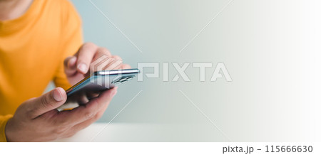 Man uses smartphone to check new mail, New email notification concept for business email communication and digital marketing, The inbox receives electronic message notifications, internet technology. Man uses smartphone to check new mail, New email notification concept for business email communication and digital marketing, The inbox receives electronic message notifications, internet technology. 115666630
