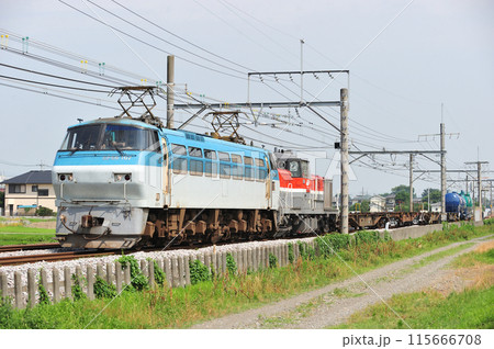 高崎線　行田ー熊谷　JR貨物　EF66-107（吹田）＋DE10-1676（東新潟） 115666708