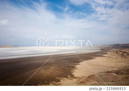 Mangystau region landscape, Karyn Zharyk depression, Kazakhstan 115666913