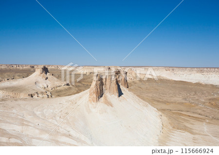 Stunning Mangystau landscape, Kazakhstan. Rock pinnacles view, Bozzhira valley 115666924