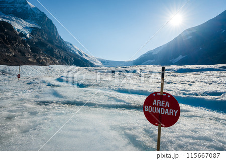 Athabasca glacier, Columbia Icefield in a sunny day. Jasper National Park, Alberta, Canada. 115667087