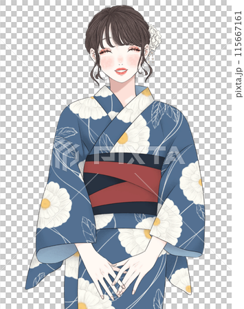 A woman with a smiling yukata 115667161