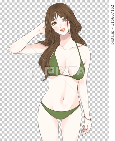 ビキニスタイルの女性イラスト 水着の女の子のイラスト素材 [89202415] - PIXTA