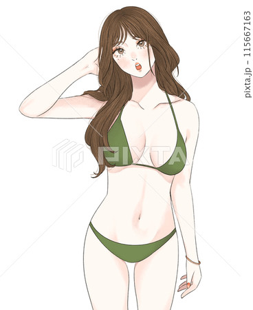 水着姿の女性のイラスト素材 [115667163] - PIXTA
