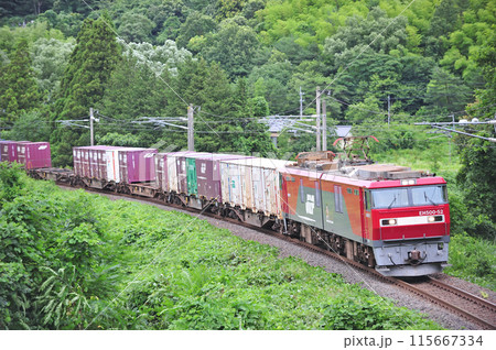 東北本線　南福島ー松川　JR貨物　EH500-52（仙台） 115667334