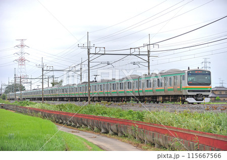 東北本線　東鷲宮ー栗橋　JR東日本　E231系1000番台　U6編成（小山） 115667566