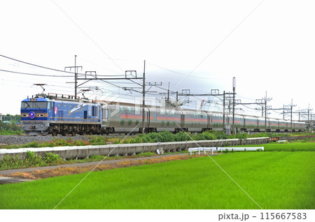 東北本線 栗橋ー東鷲宮 JR東日本 EF510-515(田端)+E26系(尾久) カシオペア 東北本線 栗橋ー東鷲宮 JR東日本 EF510-515(田端)+E26系(尾久) カシオペア 115667583