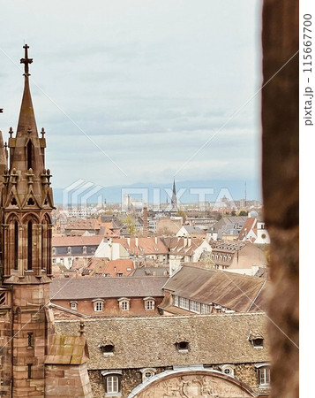 Panoramic view from the cathedral of Strasbourg. Alsace. France roof.  115667700