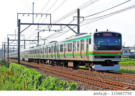 高崎線　熊谷ー行田　JR東日本　E231系1000番台　K-38編成（国府津） 115667750