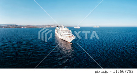 Cruise ships at Akrotiri bay, Cyprus. Aerial view 115667782