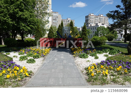 Kyiv, Ukraine April 27, 2024: Monument to the Heavenly Hundred in the Darnitsky district of the city of Kyiv 115668096