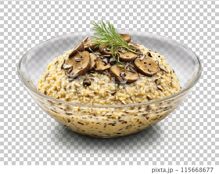 Mushroom Risotto with porcini mushrooms Parmesan and a drizzle of truffle oil served 115668677