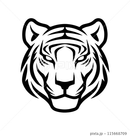 Tiger Face logo or modern line icon. Vector line art and icon design with bold outline. Black and white Pixel Perfect minimalistic symbol isolate white background. Creative logotype Tiger Face logo or modern line icon. Vector line art and icon design with bold outline. Black and white Pixel Perfect minimalistic symbol isolate white background. Creative logotype 115668709
