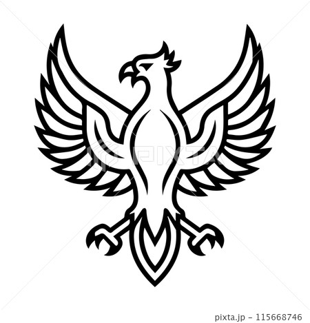 Luxury Griffins logo or modern line icon. Vector line art and icon design with bold outline. Black and white Pixel Perfect minimalistic symbol isolate white background. Creative logotype Luxury Griffins logo or modern line icon. Vector line art and icon design with bold outline. Black and white Pixel Perfect minimalistic symbol isolate white background. Creative logotype 115668746